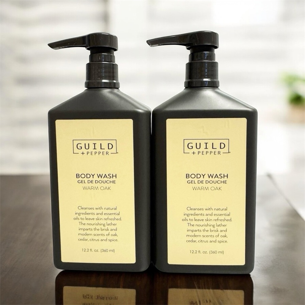 (2 PACK) GUILD+PEPPER SHOWER GEL, WARM OAK SCENT / 12.2 oz